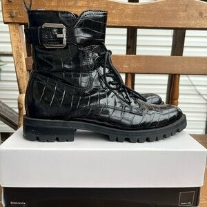 Dolce Vita Black Combat Boots - Crocodile 9.5